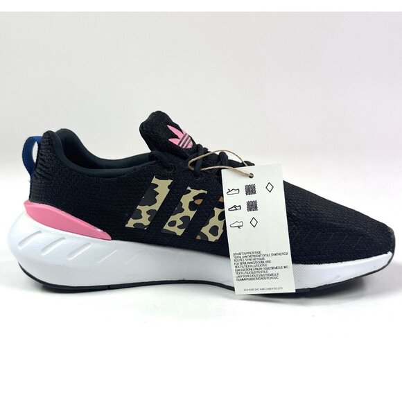 Adidas Swift Run 22 J Kids Black Pink Leopard Running Shoes Sneakers GX9215 - Picture 5 of 10